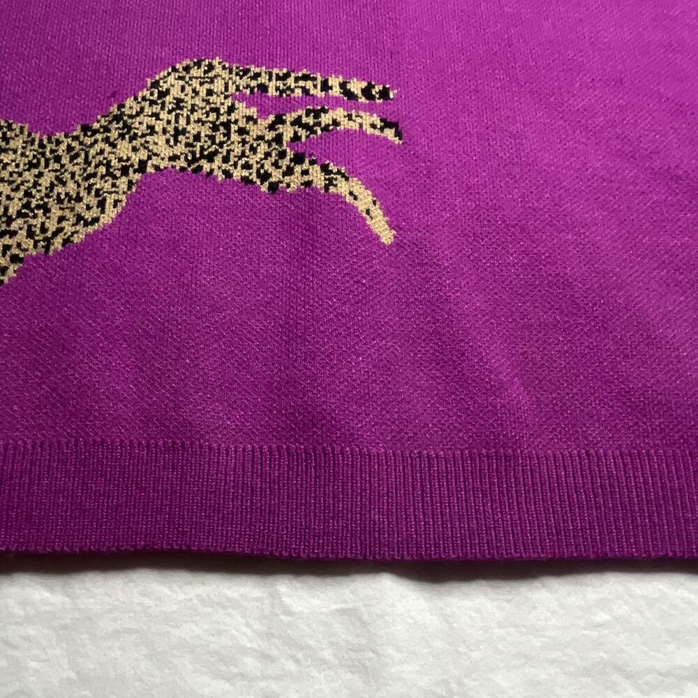 entro Purple Knit Mock Neck Animal Print Short Sleeve Pullover Sweater L - Picture 5 of 8